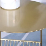 ท็อป โต๊ะข้าง อเนกประสงค์ โครงสร้างเหล็ก พร้อมช่องเก็บของ สีทอง