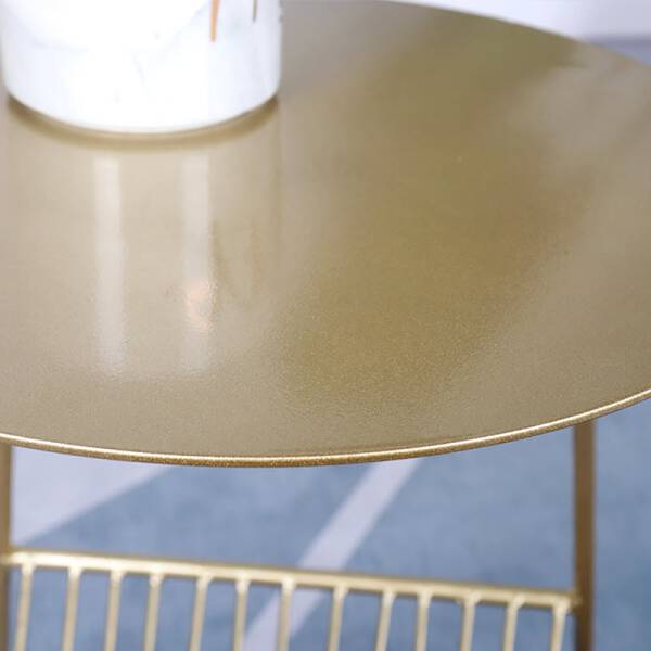 ท็อป โต๊ะข้าง อเนกประสงค์ โครงสร้างเหล็ก พร้อมช่องเก็บของ สีทอง