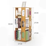 ขาย ชั้นเก็บหนังสือตั้งพื้นหมุนได้ 360 องศา Bamboo Rotating Book Shelf ลด พิเศษ ราคา