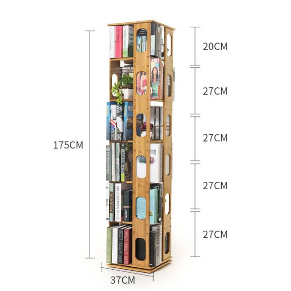 ขาย ชั้นเก็บหนังสือตั้งพื้นหมุนได้ 360 องศา Bamboo Rotating Book Shelf ลดราคา พิเศษ