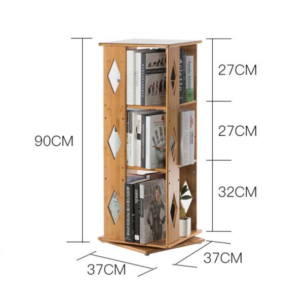 ขาย ชั้นเก็บหนังสือตั้งพื้นหมุนได้ 360 องศา Bamboo Rotating Book Shelf ลด ราคาพิเศษ