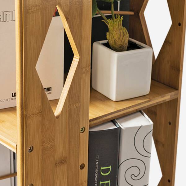 ขาย ชั้นเก็บหนังสือตั้งพื้นหมุนได้ 360 องศา Bamboo Rotating Book Shelf ลดราคาพิเศษ