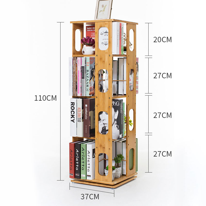 ขาย ชั้นเก็บหนังสือตั้งพื้นหมุนได้ 360 องศา Bamboo Rotating Book Shelf พิเศษ ราคาลด