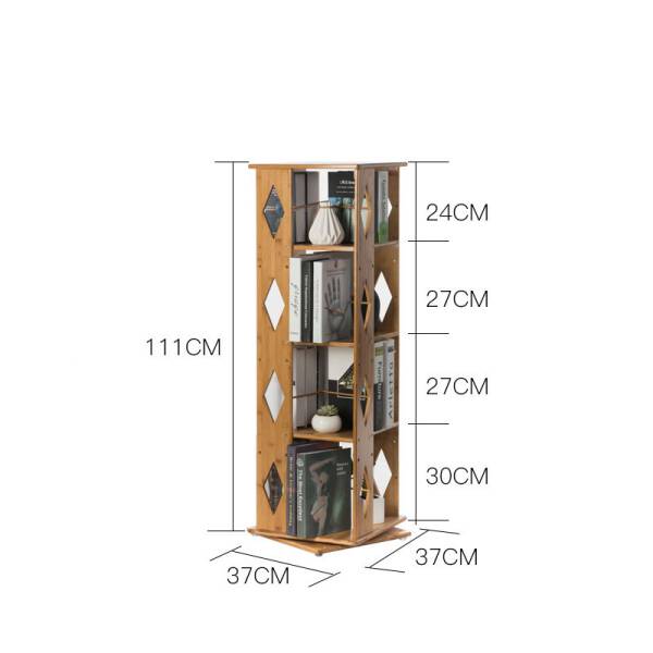 ขาย ชั้นเก็บหนังสือตั้งพื้นหมุนได้ 360 องศา Bamboo Rotating Book Shelf ลด พิเศษ