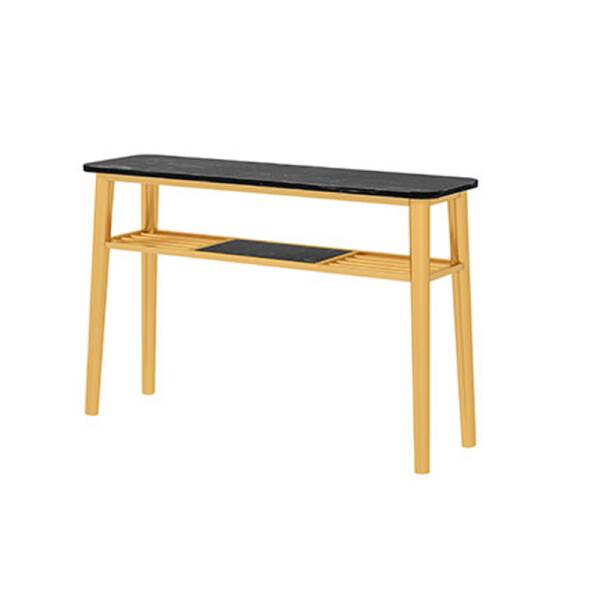 โต๊ะ ไซด์บอร์ด ท็อปหินอ่อน สไตล์พรีเมี่ยม ท็อปหินสีดำ โครงขาสีทอง