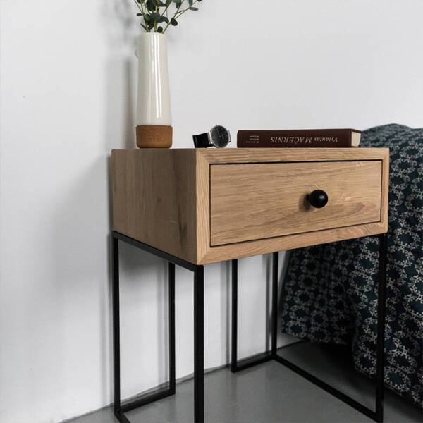 ขาย โต๊ะข้างโซฟา โต๊ะข้างเตียง ท็อปไม้ สไตล์ลอฟท์ I & W Side Table