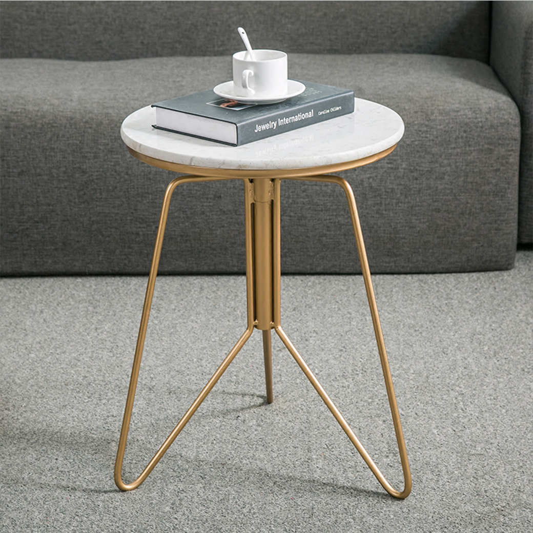 โต๊ะข้าง/เก้าอี้หินอ่อน อเนกประสงค์ โครงขาสีทอง ท็อปหินอ่อนสีขาว ราคา