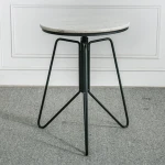 โต๊ะข้าง/เก้าอี้หินอ่อน อเนกประสงค์ โครงขาสีดำ ท็อปหินอ่อนสีขาว