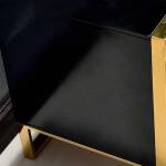 ด้านข้าง โต๊ะข้างเตียง พร้อมลิ้นชักสองชั้นสีดำขอบทอง - Premium Black Side Table