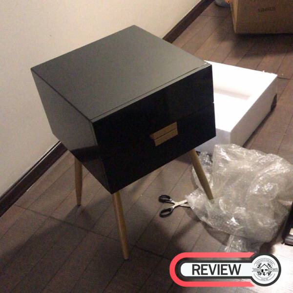 รีวิว โต๊ะข้างเตียง โต๊ะข้างโซฟา พร้อมลิ้นชักสำหรับตกแต่งบ้าน สีดำ