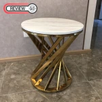 รีวิว โต๊ะข้างเตียง โต๊ะข้างโซฟา ขาสแตนเลส ท็อปหินอ่อน - Revolute Marble Side Table