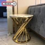 รีวิว โต๊ะข้างเตียง โต๊ะข้างโซฟา ขาสแตนเลส ท็อปหินอ่อน - Revolute Marble Side Table