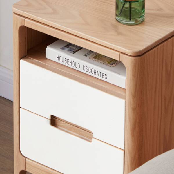 โต๊ะข้าง อเนกประสงค์ ท็อปไม้แท้ พร้อมชั้นชักสองชั้น