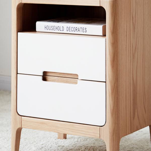 โต๊ะข้าง อเนกประสงค์ ท็อปไม้แท้ พร้อมชั้นชักสองชั้น