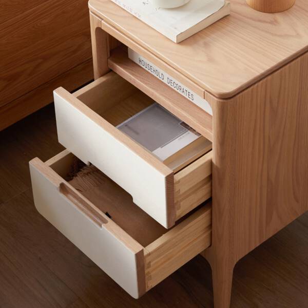 มุมสูง โต๊ะข้าง อเนกประสงค์ ท็อปไม้แท้ พร้อมชั้นชักสองชั้น