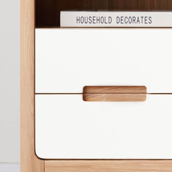 โต๊ะข้าง อเนกประสงค์ ท็อปไม้แท้ พร้อมชั้นชักสองชั้น