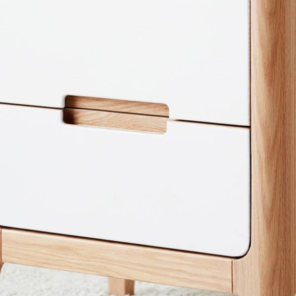 ลิ้นชัก โต๊ะข้าง อเนกประสงค์ ท็อปไม้แท้ พร้อมชั้นชักสองชั้น