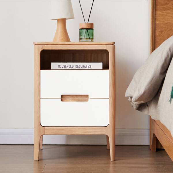 ขาย โต๊ะข้าง อเนกประสงค์ ท็อปไม้แท้ พร้อมชั้นชักสองชั้น