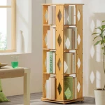 ขาย ชั้นเก็บหนังสือตั้งพื้นหมุนได้ 360 องศา Bamboo Rotating Book Shelf ราคา ลด