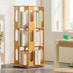 ขาย ชั้นเก็บหนังสือตั้งพื้นหมุนได้ 360 องศา Bamboo Rotating Book Shelf ลด