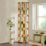 ขาย ชั้นเก็บหนังสือตั้งพื้นหมุนได้ 360 องศา Bamboo Rotating Book Shelf ราคา