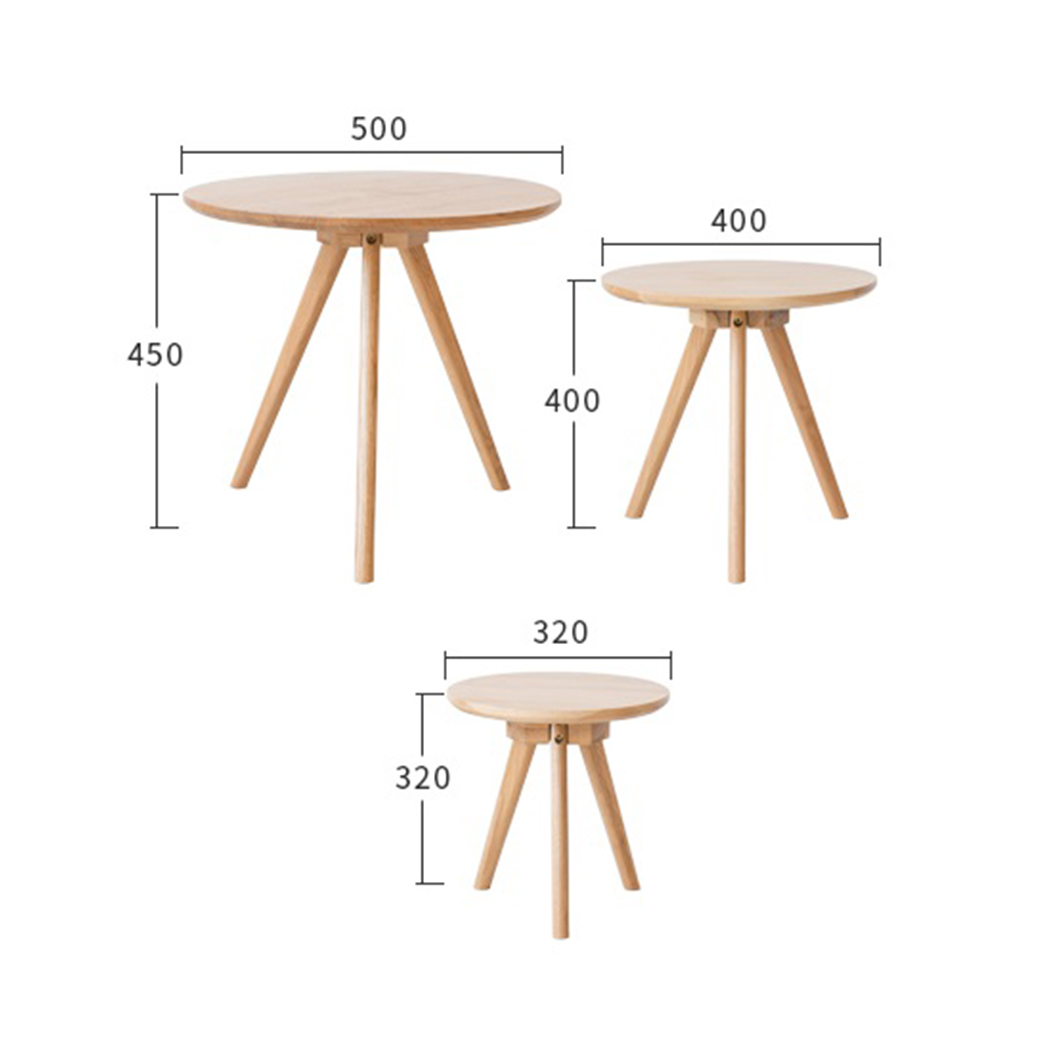 ขนาด ชุดโต๊ะห้องรับแขกกลางไม้แท้ 3 ตัว