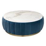 โต๊ะกลางกำมะหยี่ท็อปหินอ่อน สีน้ำเงินเนวี่