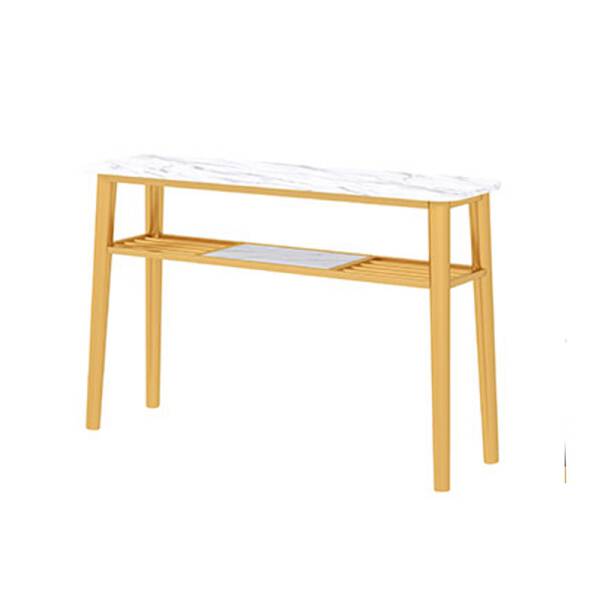 โต๊ะ ไซด์บอร์ด ท็อปหินอ่อน สไตล์พรีเมี่ยม ท็อปหินสีขาว โครงขาสีทอง