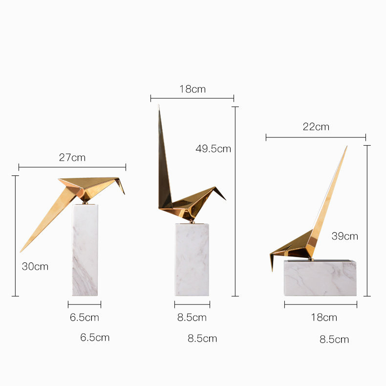 ขาย แท่นหินอ่อนประดับบ้านรูปนก Golden Marble Decorative Bird ขนาด