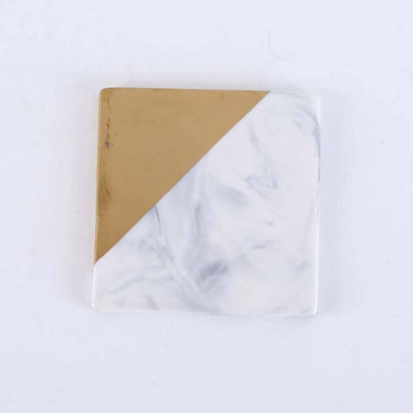 ขาย แผ่นรองแก้วหินอ่อน Golden Edge Marble Coaster ลด ราคา