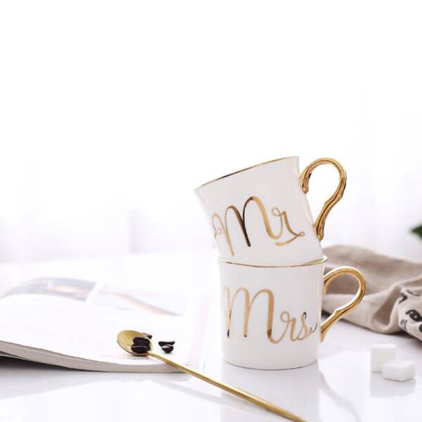 ขาย ถ้วยกาแฟขอบทอง Mr. & Mrs. MUG GOLD SERIES ลดลด
