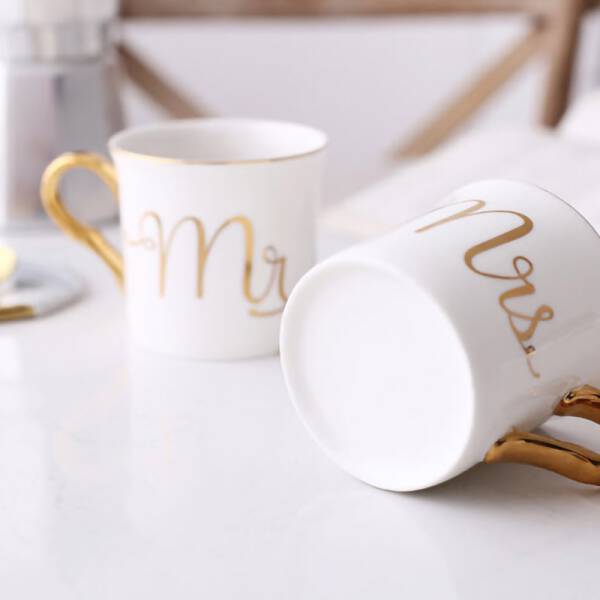 ขาย ถ้วยกาแฟขอบทอง Mr. & Mrs. MUG GOLD SERIES พิเศษลด
