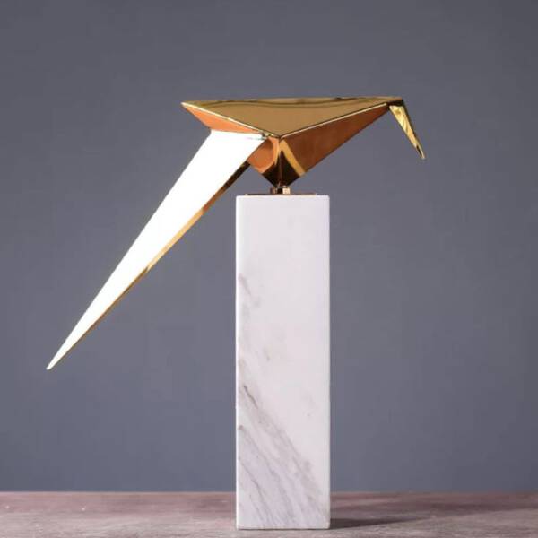 ขาย แท่นหินอ่อนประดับบ้านรูปนก Golden Marble Decorative Bird พิเศษ