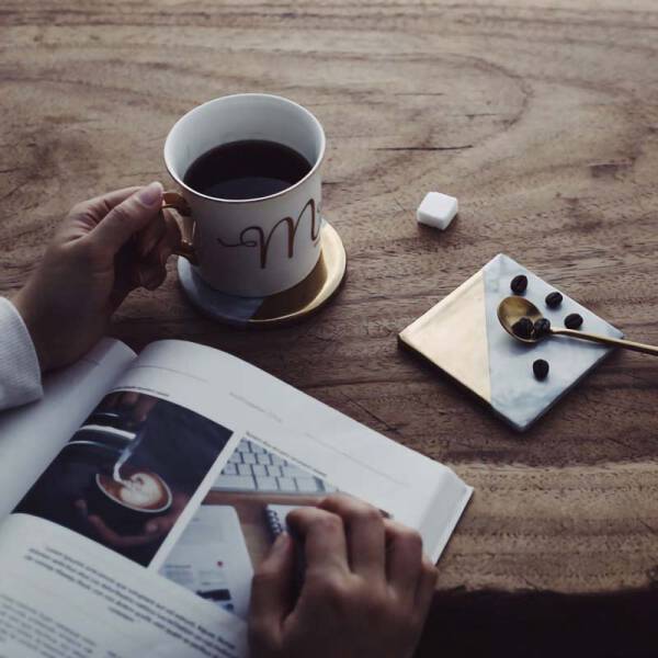 ขาย แผ่นรองแก้วหินอ่อน Golden Edge Marble Coaster ราคา