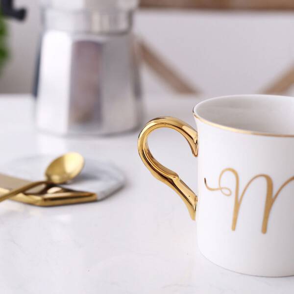 ขาย ถ้วยกาแฟขอบทอง Mr. & Mrs. MUG GOLD SERIES ราคาลด