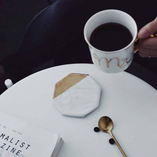 ขาย แผ่นรองแก้วหินอ่อน Golden Edge Marble Coaster พิเศษ ลด