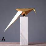 ขาย แท่นหินอ่อนประดับบ้านรูปนก Golden Marble Decorative Bird