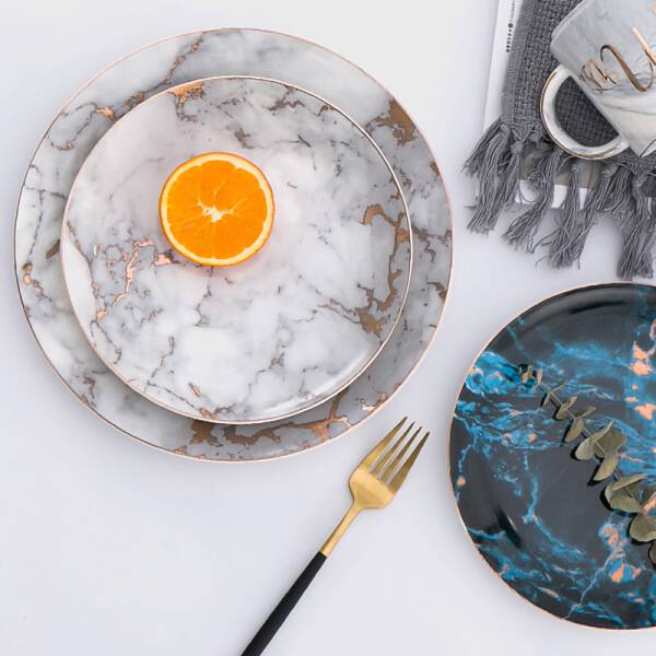 ขาย จานสำหรับตกแต่งลายหินอ่อน Decorative Marble Dish พิเศษ ราคาลด