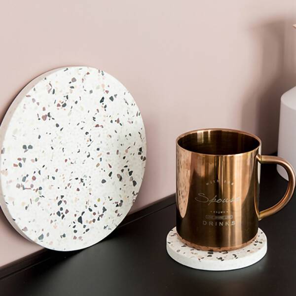 ขาย แผ่นรองแก้วหินขัด Terrazzo Coaster ราคาลด