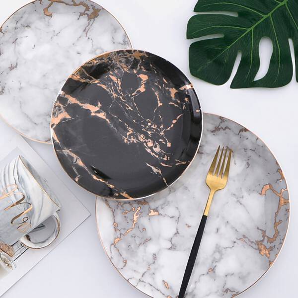 ขาย จานสำหรับตกแต่งลายหินอ่อน Decorative Marble Dish ราคาลด
