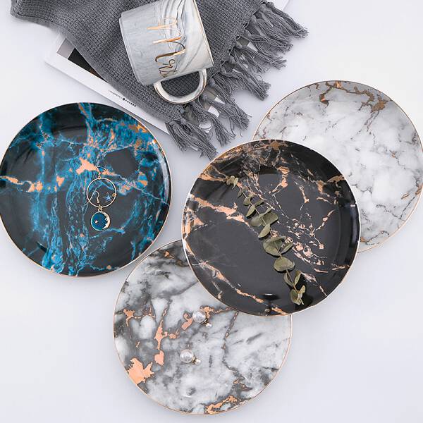 ขาย จานสำหรับตกแต่งลายหินอ่อน Decorative Marble Dish พิเศษลดลด