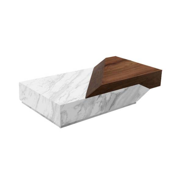 โต๊ะกลางหินอ่อนผสมไม้วอลนัท - Marble Wood Coffee Table
