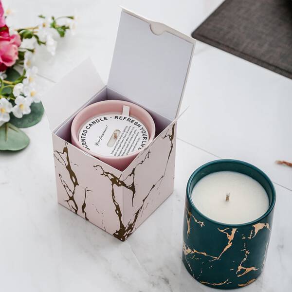 ขาย เทียนหอมพร้อมเชิงเทียนหินอ่อน Marble Scented Candles พิเศษ ราคา