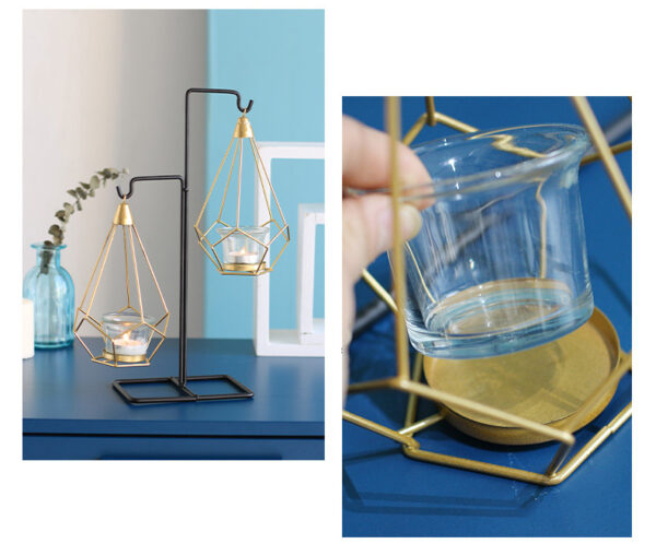 ขาย เชิงเทียนสีทองพร้อมที่แขวนสีดำ Candle Holder ราคา ลด