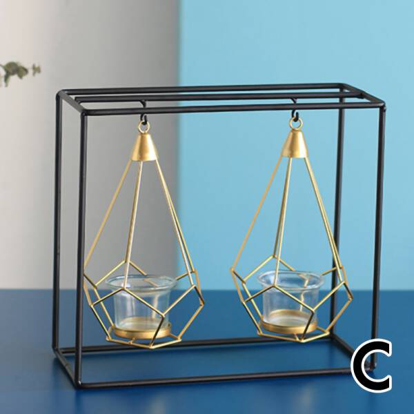 ขาย เชิงเทียนสีทองพร้อมที่แขวนสีดำ Candle Holder ราคาลด
