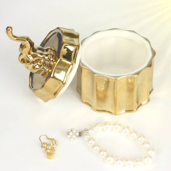 ขาย ที่ใส่เครื่องประดับเซรามิกเคลือบทอง Golden Storage A ลด ราคา