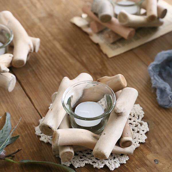 ขาย เชิงเทียนตกแต่งบ้านสไตล์ไม้ดีไซน์ไม่เหมือนใคร Wooden Candle Holder ลด