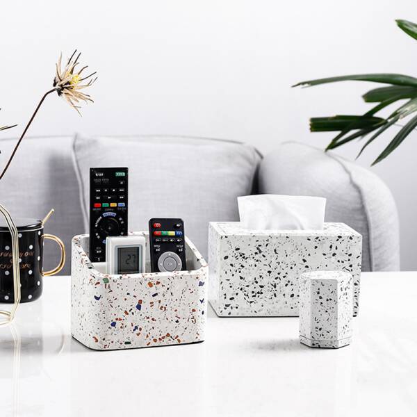 ขาย ที่ใส่กระดาษทิชชู่ตั้งโต๊ะลายหินขัด Terrazzo Tissue Box