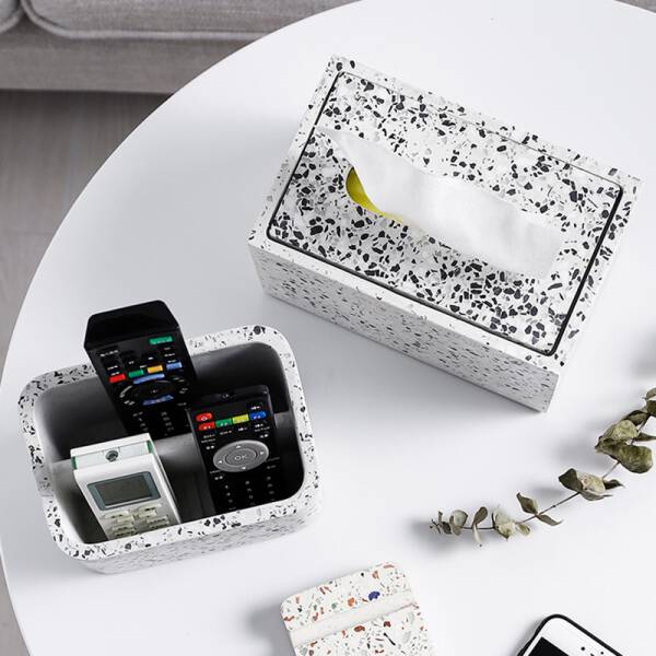 ขาย ที่ใส่กระดาษทิชชู่ตั้งโต๊ะลายหินขัด Terrazzo Tissue Box