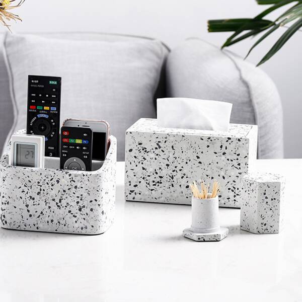 ขาย ที่ใส่กระดาษทิชชู่ตั้งโต๊ะลายหินขัด Terrazzo Tissue Box